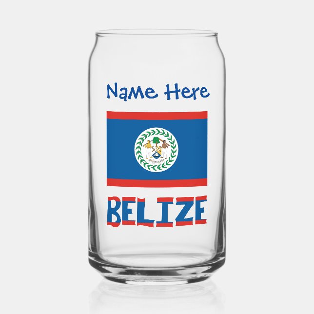 Belize und Belizean Flag Blue Personalisierung Dosenglas (Vorderseite)