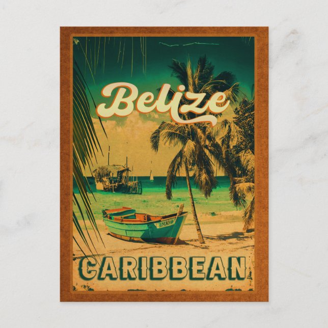 Belize Vintag Tropical Beach Travel Postkarte (Vorderseite)