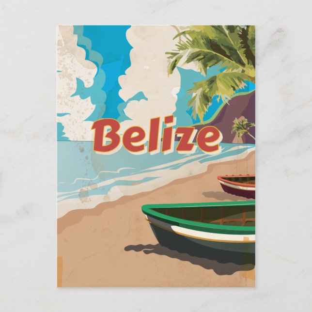 Belize Vintage Reiseplakat Postkarte (Vorderseite)