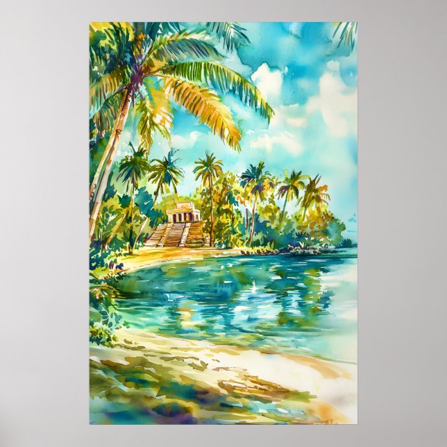 Belize-Wasserfarbenposter Wasserfarben 2 Poster (Vorne)