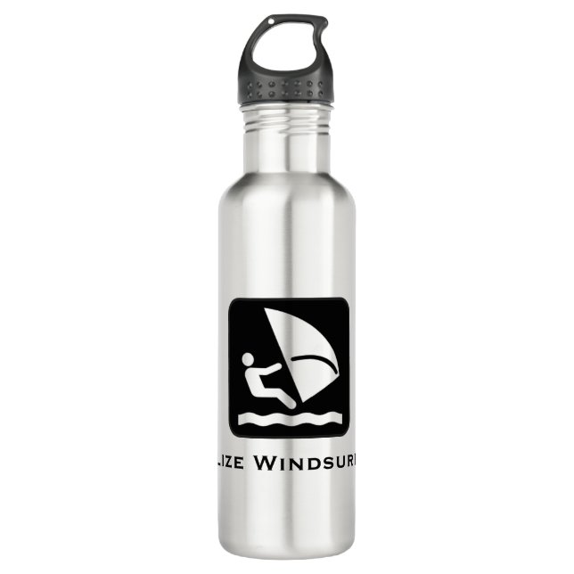 Belize Windsurfing (Ambergris, Caulker, Caye) Edelstahlflasche (Vorderseite)