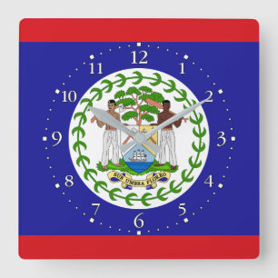 Belizianische Flagge Quadratische Wanduhr