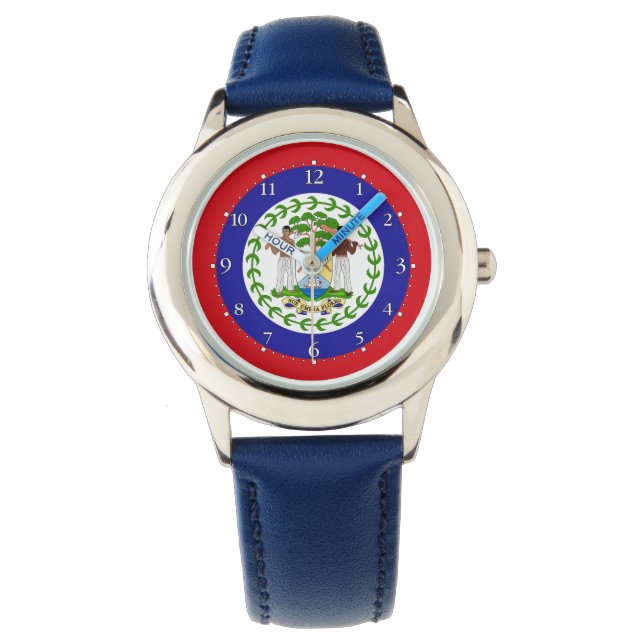 Belizische Flagge Armbanduhr (Vorderseite)