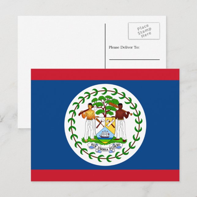 Belizische Flagge, Flagge von Belize Postkarte (Vorne/Hinten)