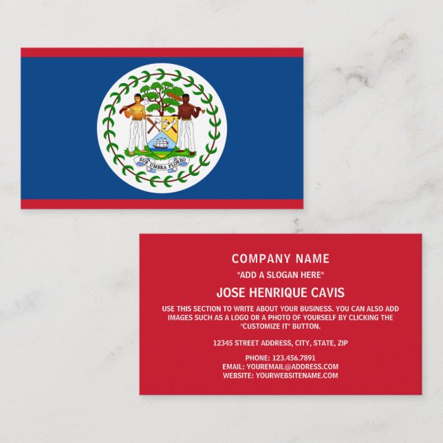 Belizische Flagge, Flagge von Belize Visitenkarte (Vorne/Hinten)