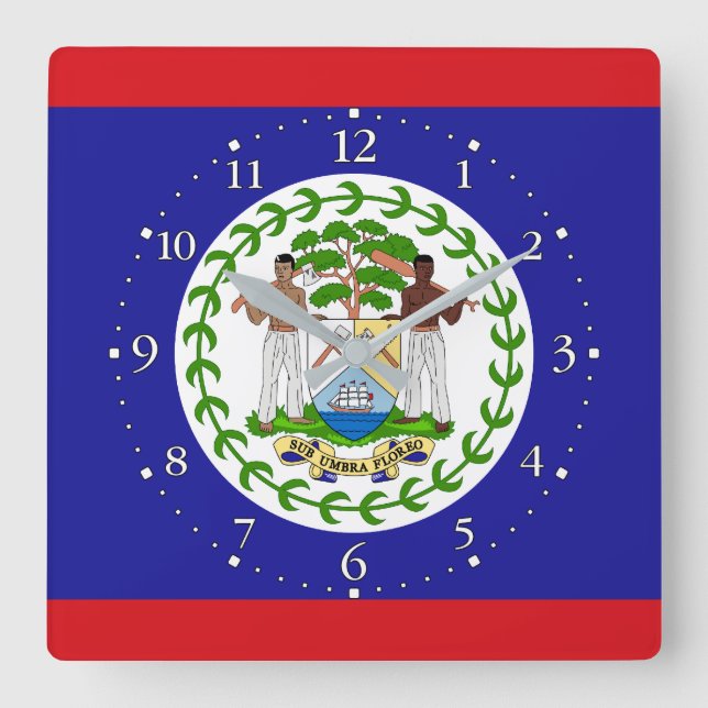 Belizische Flagge Quadratische Wanduhr (Vorderseite)