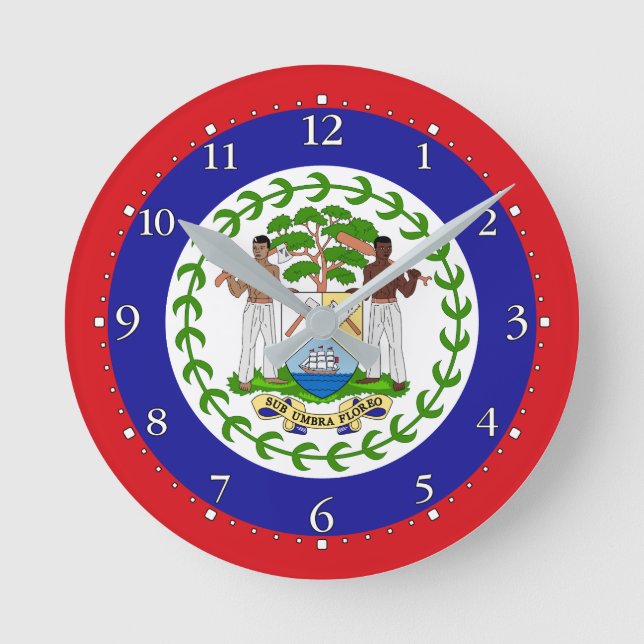 Belizische Flagge Runde Wanduhr (Vorderseite)