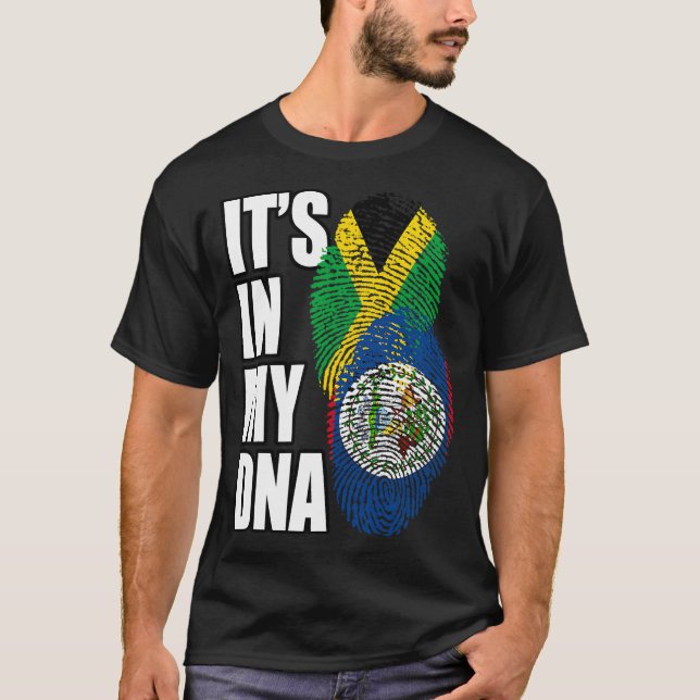 Belizischer und jamaikanischer Mix-DNA-Flaggenstaa T-Shirt (Vorderseite)