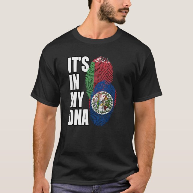 Belizisches und belarussisches Misch-DNA-Flaggenge T-Shirt (Vorderseite)