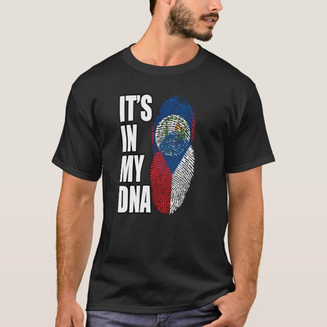Belizisches und tschechisches Misch-DNA-Flaggengeb T-Shirt (Vorderseite)