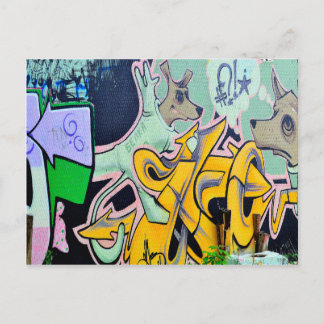 Belka und Strelka-Graffiti Postkarte