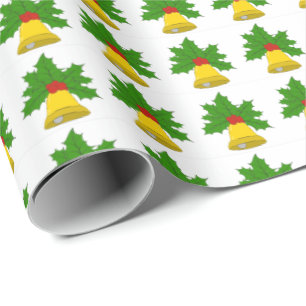 Bell and Holly Wrapping Paper Geschenkpapier