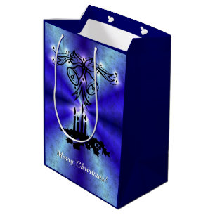 Bell, Candle, Christmas Artdeco auf Blue Rainbow Mittlere Geschenktüte