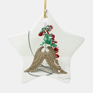 Bell-Ringe, ein Engel erhält ihr Flügel-Goldfedern Keramik Ornament