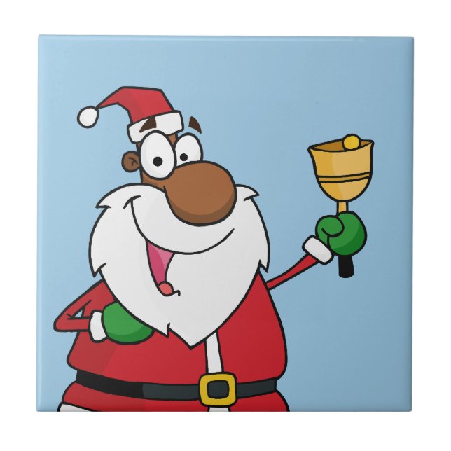 Bell Ringing Black Santa Claus Fliese (Vorderseite)