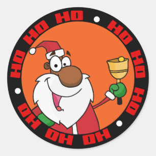 Bell Ringing Black Santa Claus Runder Aufkleber