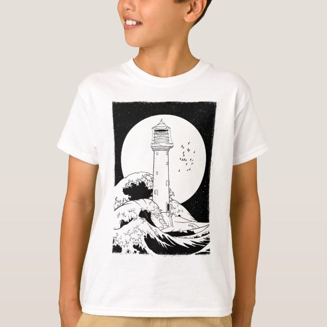 Bell Rock Leuchtturm Vollmond T-Shirt (Vorderseite)