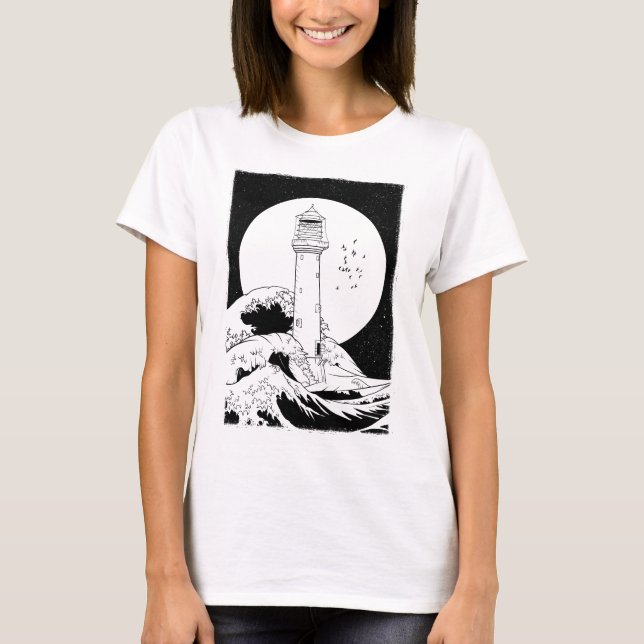Bell Rock Leuchtturm Vollmond T-Shirt (Vorderseite)