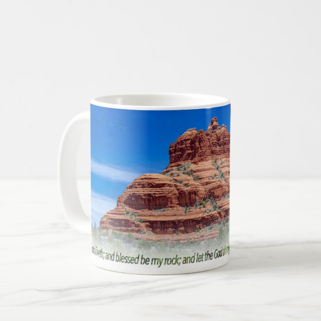 Bell Rock Psalm 18:46 KJV Kaffeetasse (Vorderseite Links)