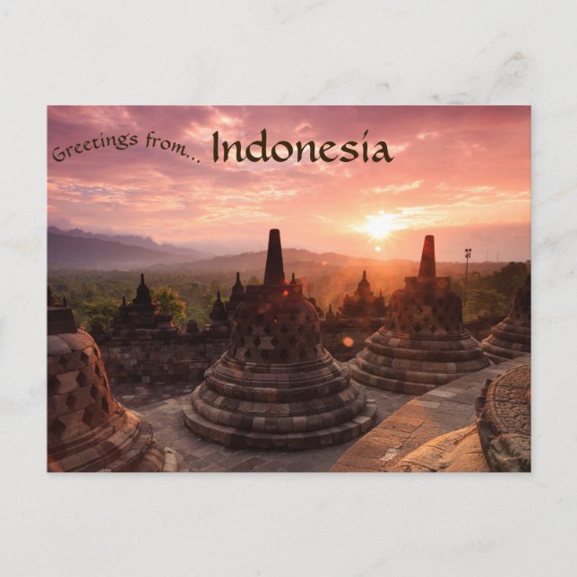 Bell Shaped Stupas in Borobudur Indonesien Postkarte (Vorderseite)