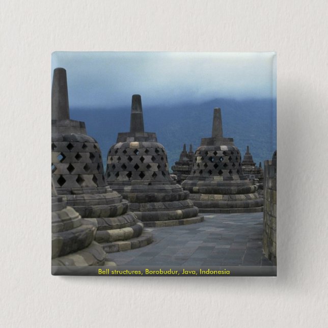 Bell-Strukturen, Borobudur, Java, Indonesien Button (Vorderseite)