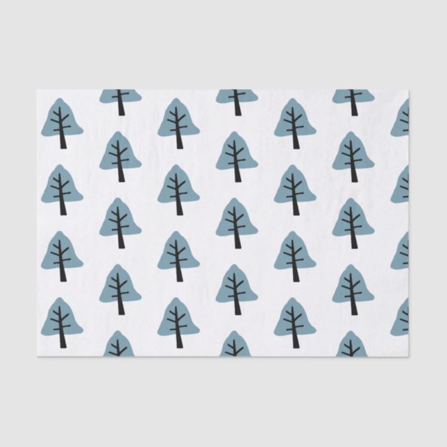 Bell Tree Muster Simple Pastel Blue Holiday Seidenpapier (Vorderseite)