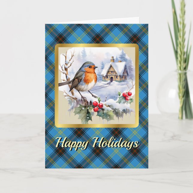 Bell Wappen & Tartan w/Robin Personalisiert Karte (Vorderseite)