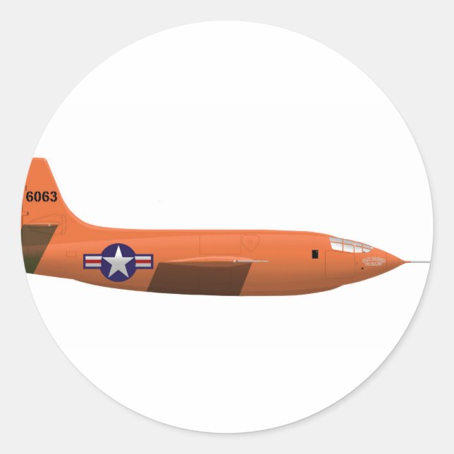 Bell X-1 Rocket-Flugzeug Runder Aufkleber (Vorderseite)