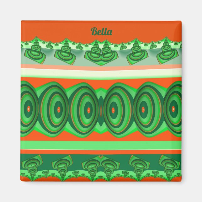 BELLA ~ 3D Fraktal Design rot-weiß ~ Magnet (Vorne)