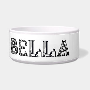 Bella Cat Name geschrieben in Cat Schriftart Napf