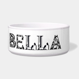 Bella Cat Name geschrieben in Cat Schriftart Napf