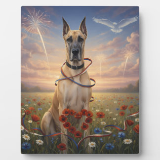 Bella die Dogge 4. Juli Patriotisches Feuerwerk Fotoplatte