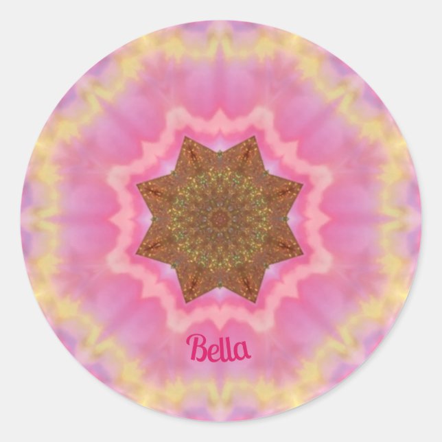 BELLA ~ Hübsch in rosa Aufkleber personalisiert (Vorderseite)