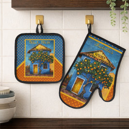 Bella Italia Mediterranean Citrus Tree Ofenhandschuh & Topflappen-Set