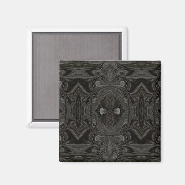 Belladonna Abstract Black and Gray Fluid Art Magnet (Vorderseite/Rückseite)