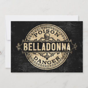 Belladonna Vintage Style Poison Invitation Étiquet