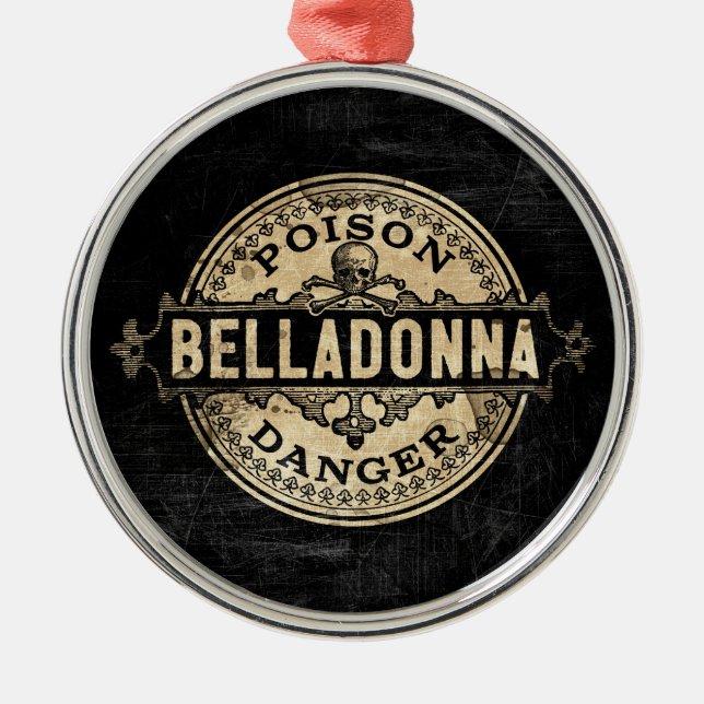 Belladonna Vintages Giftetikett Silbernes Ornament (Vorne)