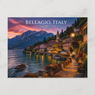 Bellagio Italien Sonnenuntergang Lake Como Reise Postkarte
