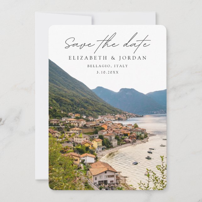 Bellagio Italy Wedding Save the Date Einladung (Vorderseite)