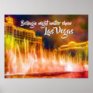 Bellagio Nachtwassershow Las Vegas Poster
