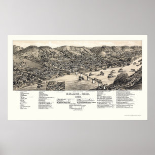 Bellaire, OH Panorama-Mappe - 1882 Poster