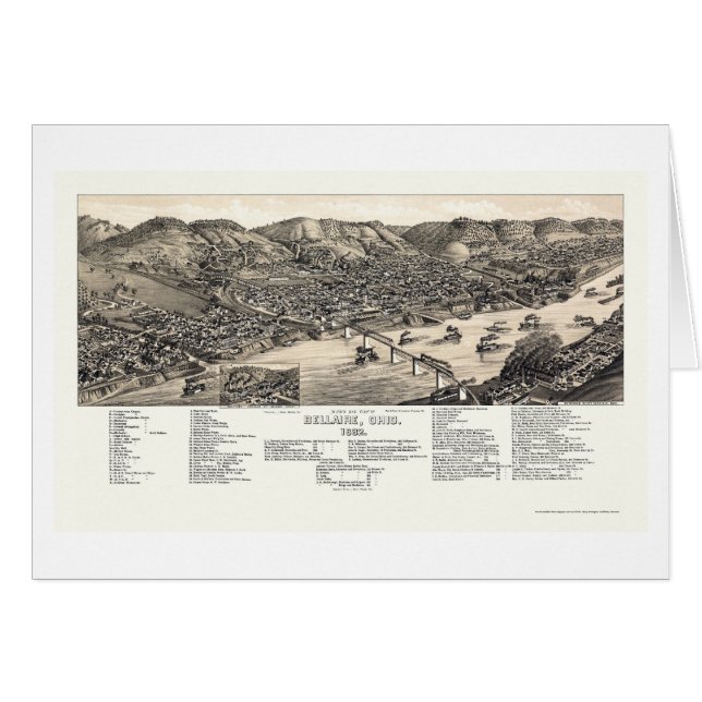 Bellaire, panoramische Karte OH- - 1882 (Vorderseite (Horizontal))