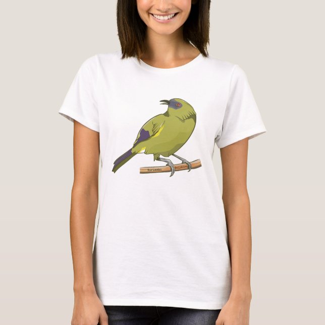 Bellbird Korimako NZ bird T-Shirt (Vorderseite)