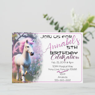 Belle 3D Spirit Pony 20 Invitation anniversaire