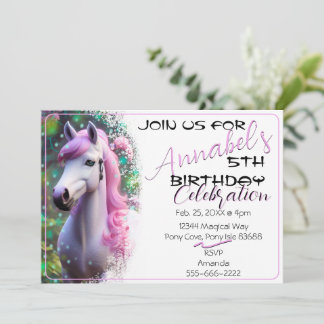 Belle 3D Spirit Pony 31 Invitation Anniversaire