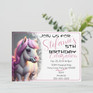 Belle 3D Spirit Pony 5 Anniversaire Invitation