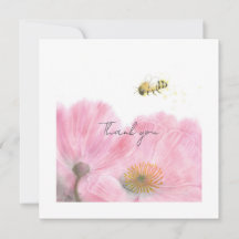 Belle Abee et Fleurs roses Carte de remerciements 