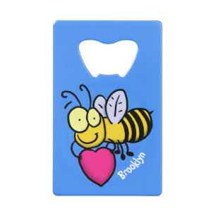 Belle abeille drôle avec dessin animé du coeur