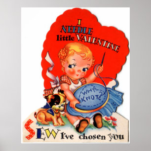 Belle affiche à coudre rétro vintage Valentine
