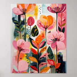 Belle affiche d'art floral tonique
